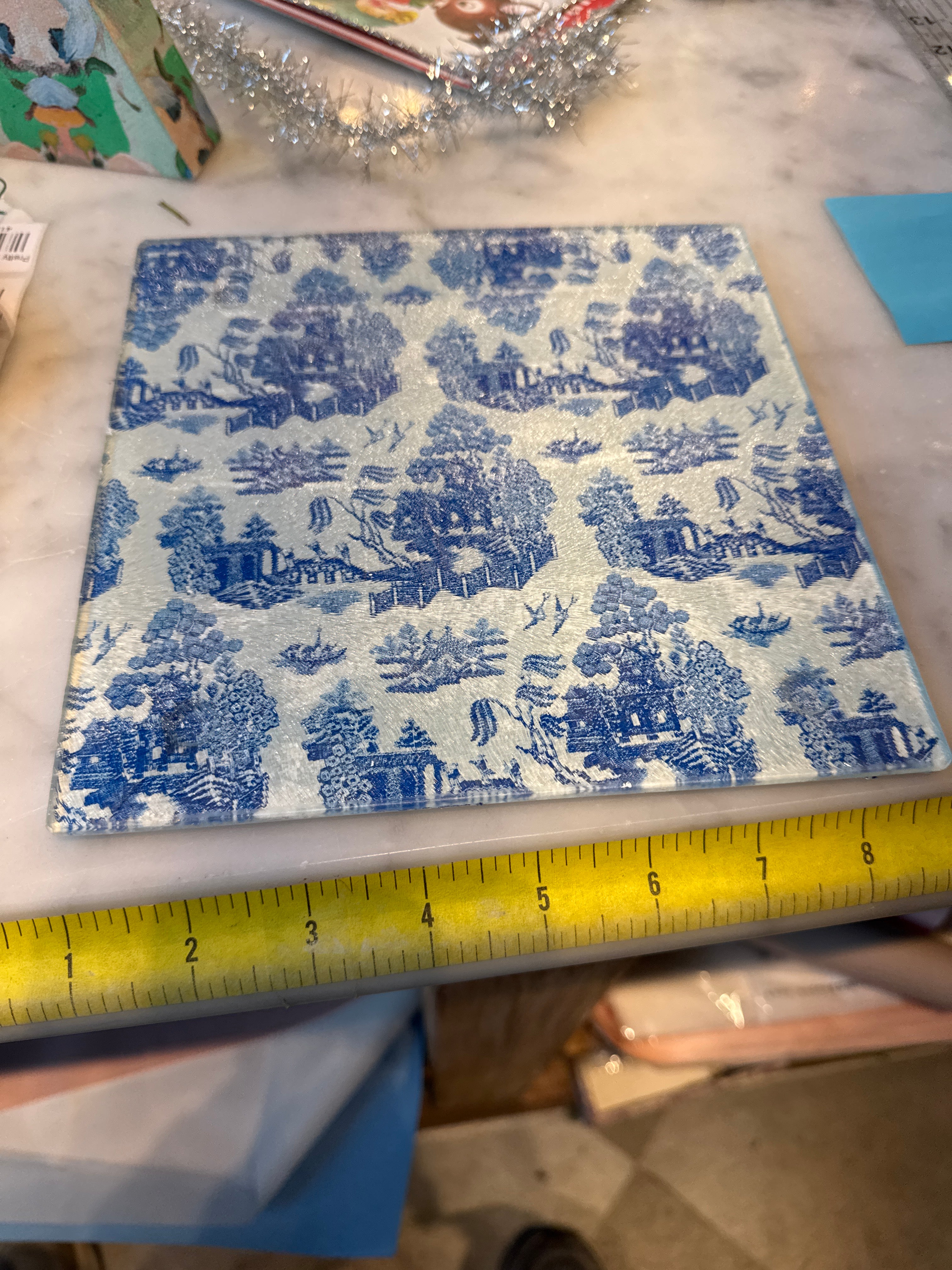 Blue Willow inspired cutting board