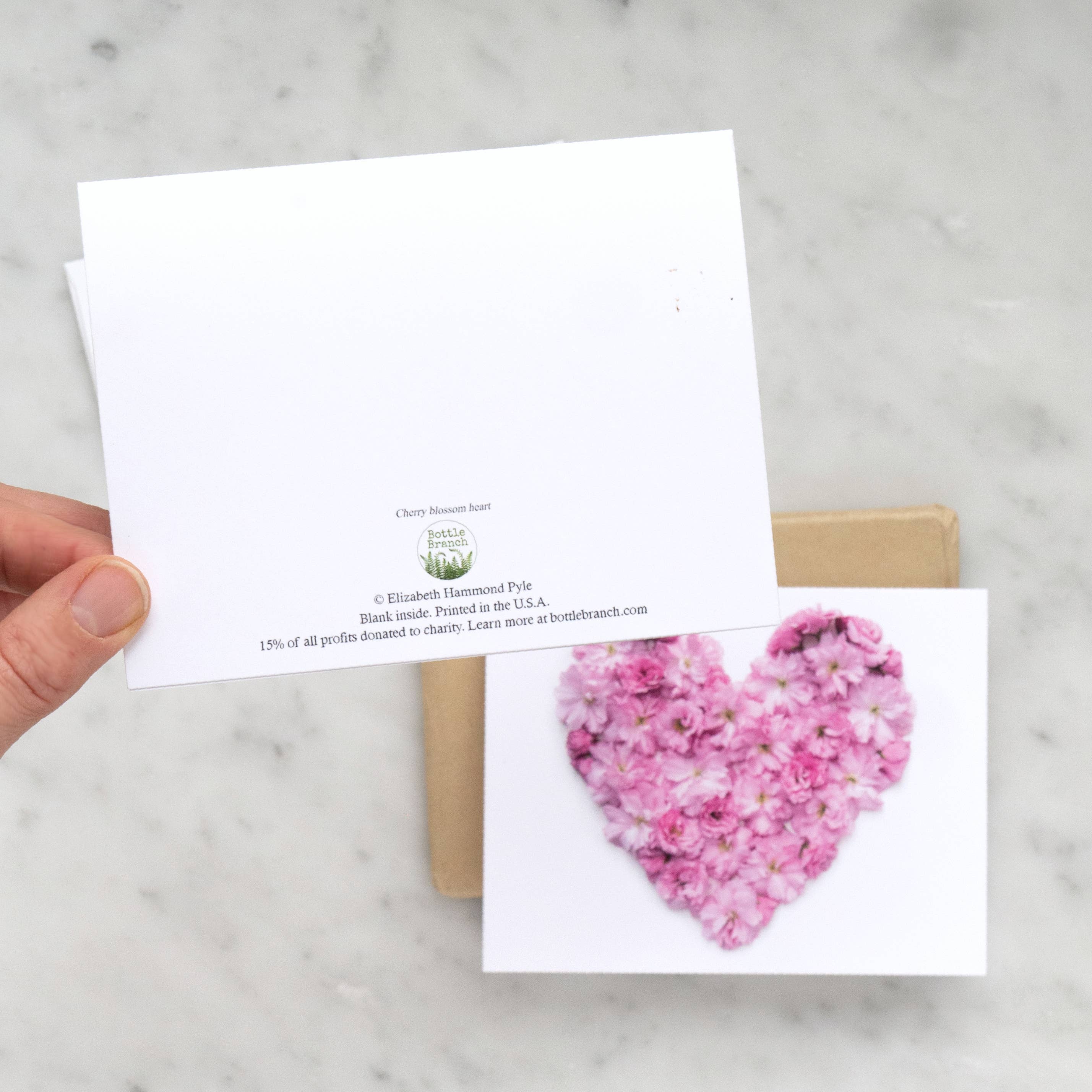 Cherry Blossom Heart Greeting Card – A2 Blank Card