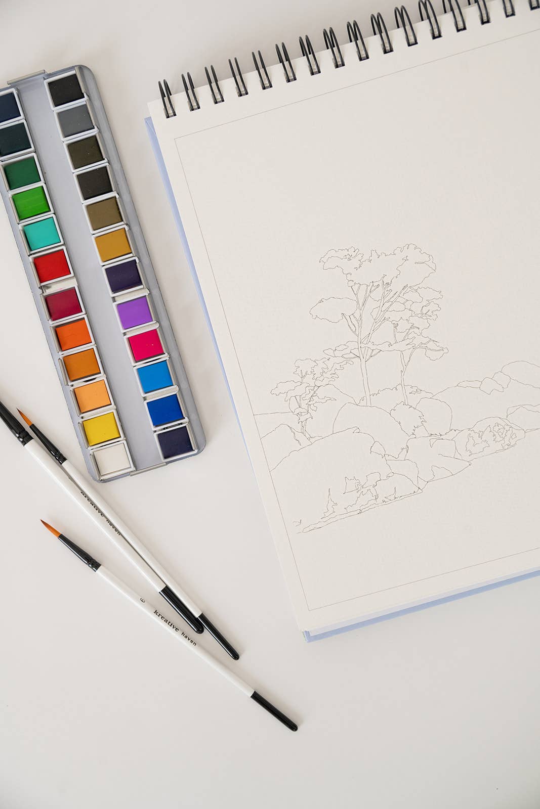 Landscape Watercoloring Book-21Outlines with Video Tutorials