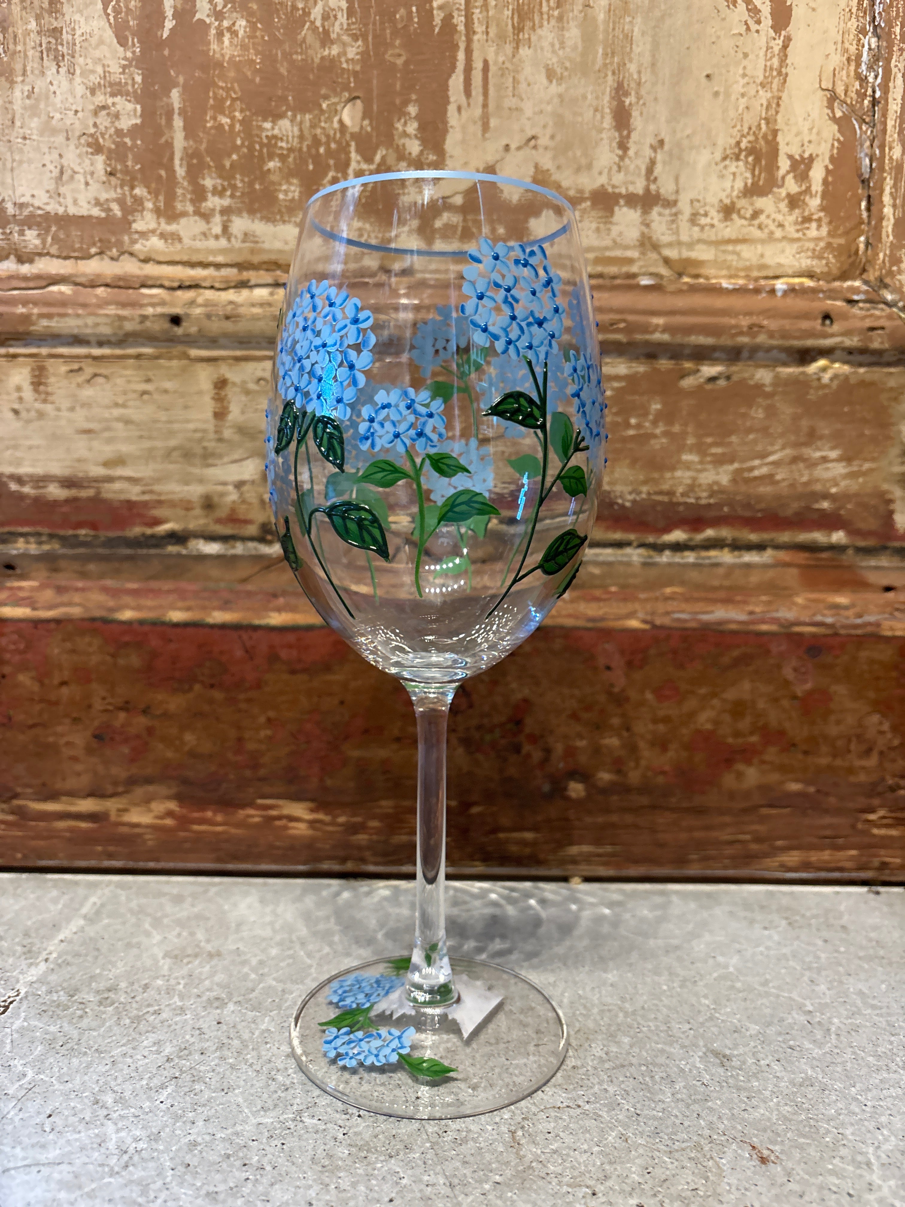 Hydrangea Wine Glass