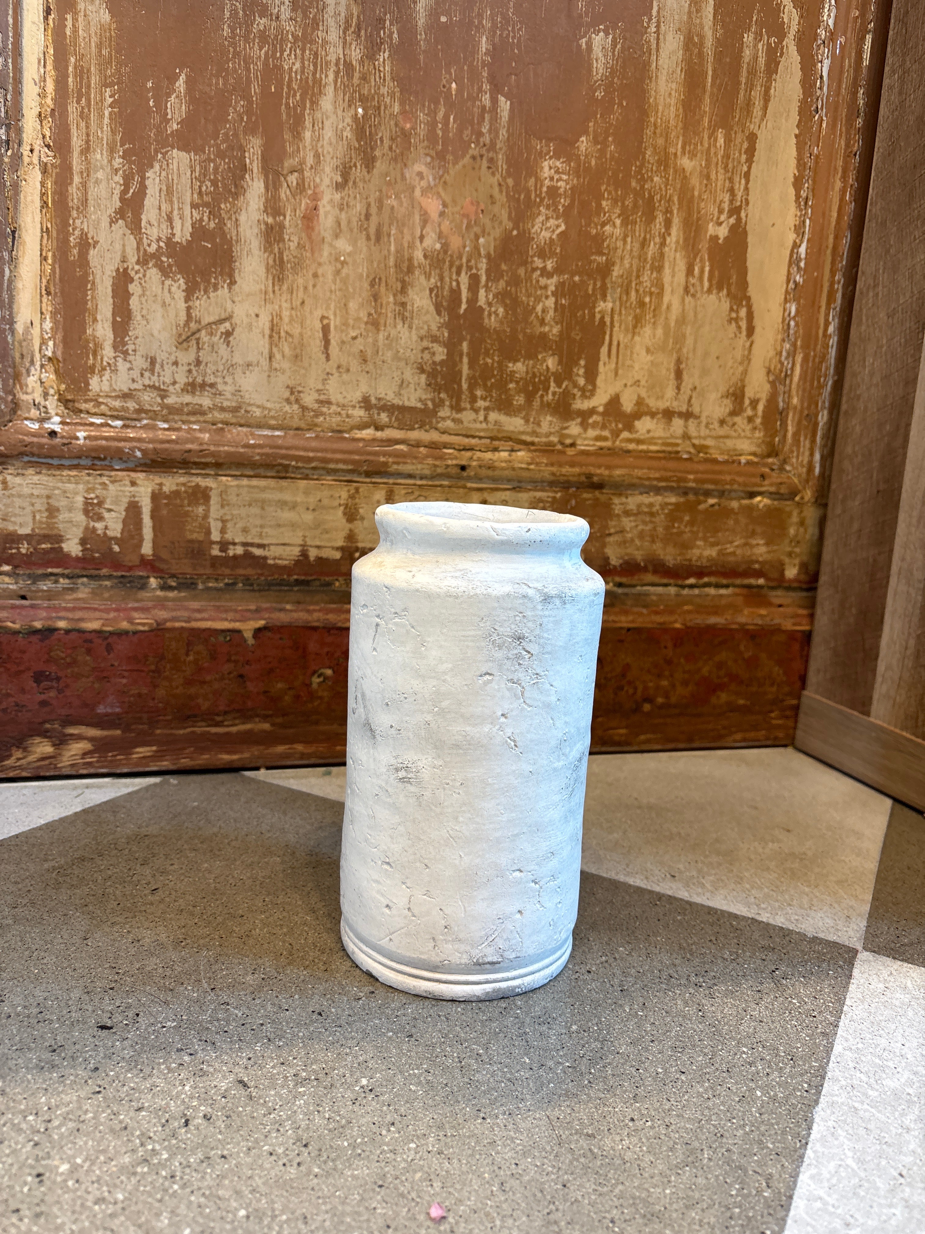 Round Cement Pot Beige/Light Grey