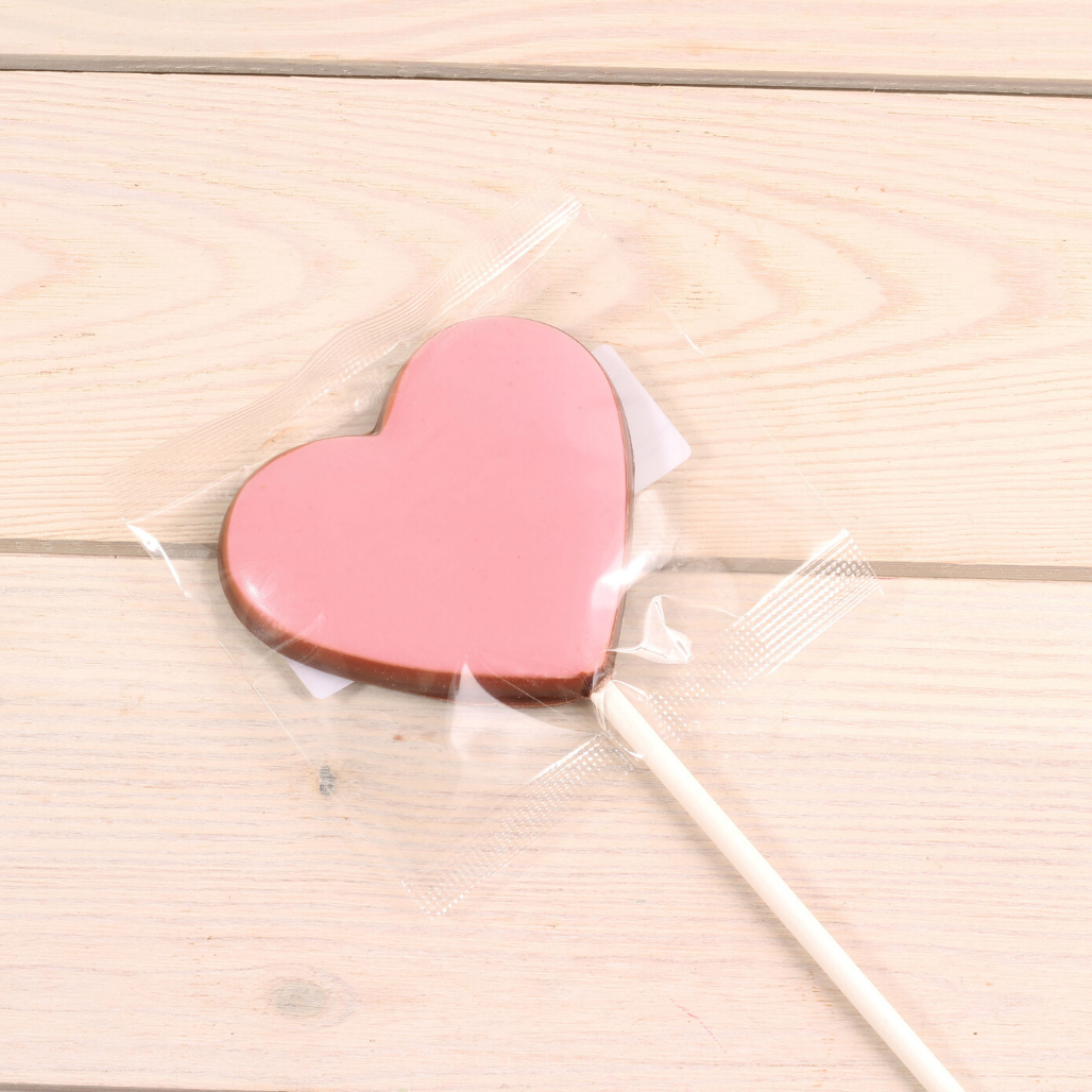 Pink Valentine Heart Sucker Milk Chocolate 3 oz