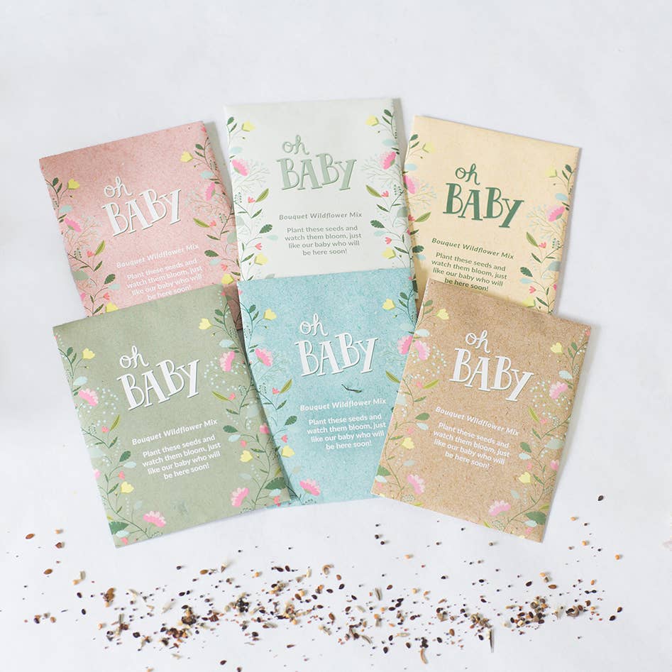 Oh Baby Baby Shower Sage Green - Bouquet Wildflower Seed