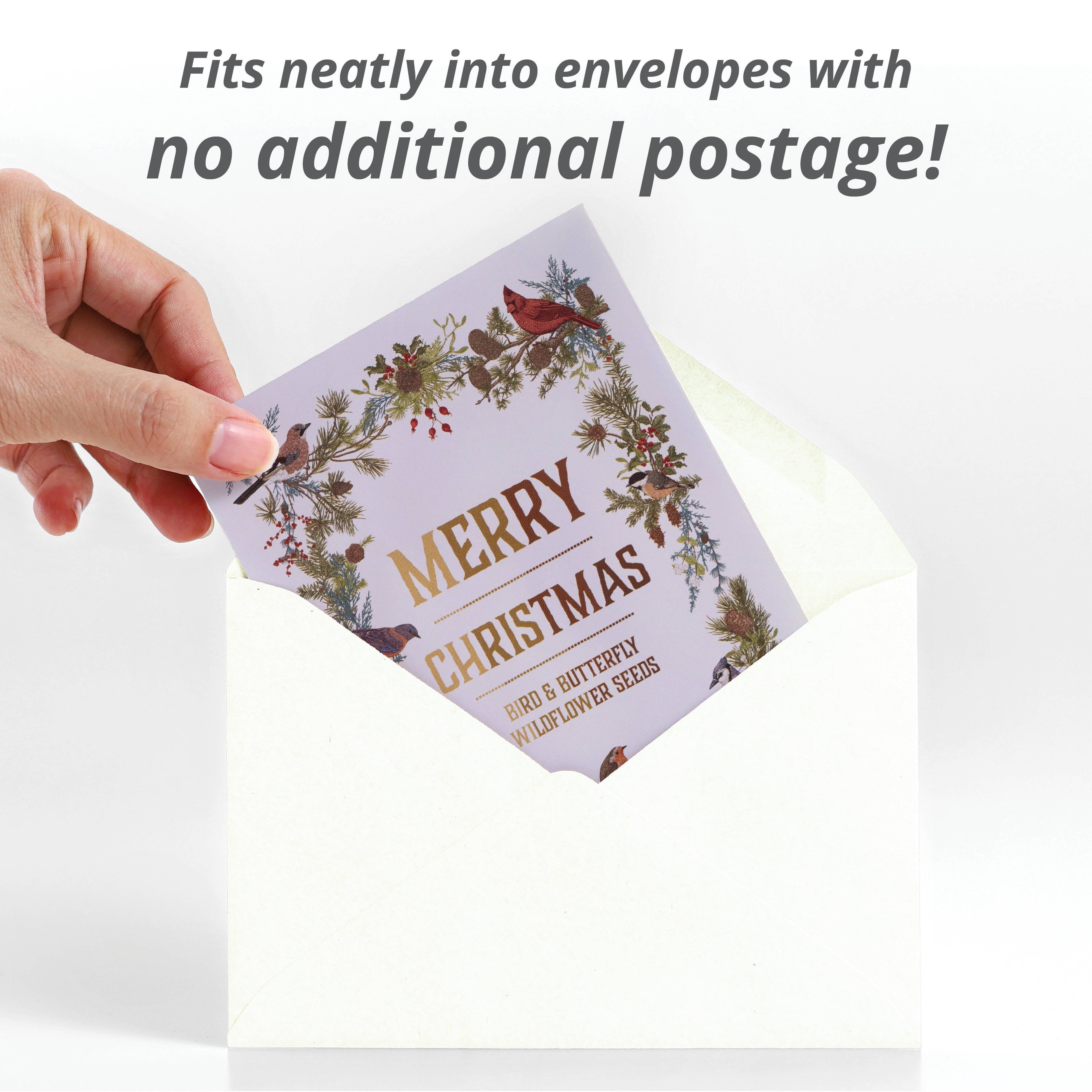 Merry Christmas Wreath of Birds Gift Tag - Bird & Butterfly Wildflower