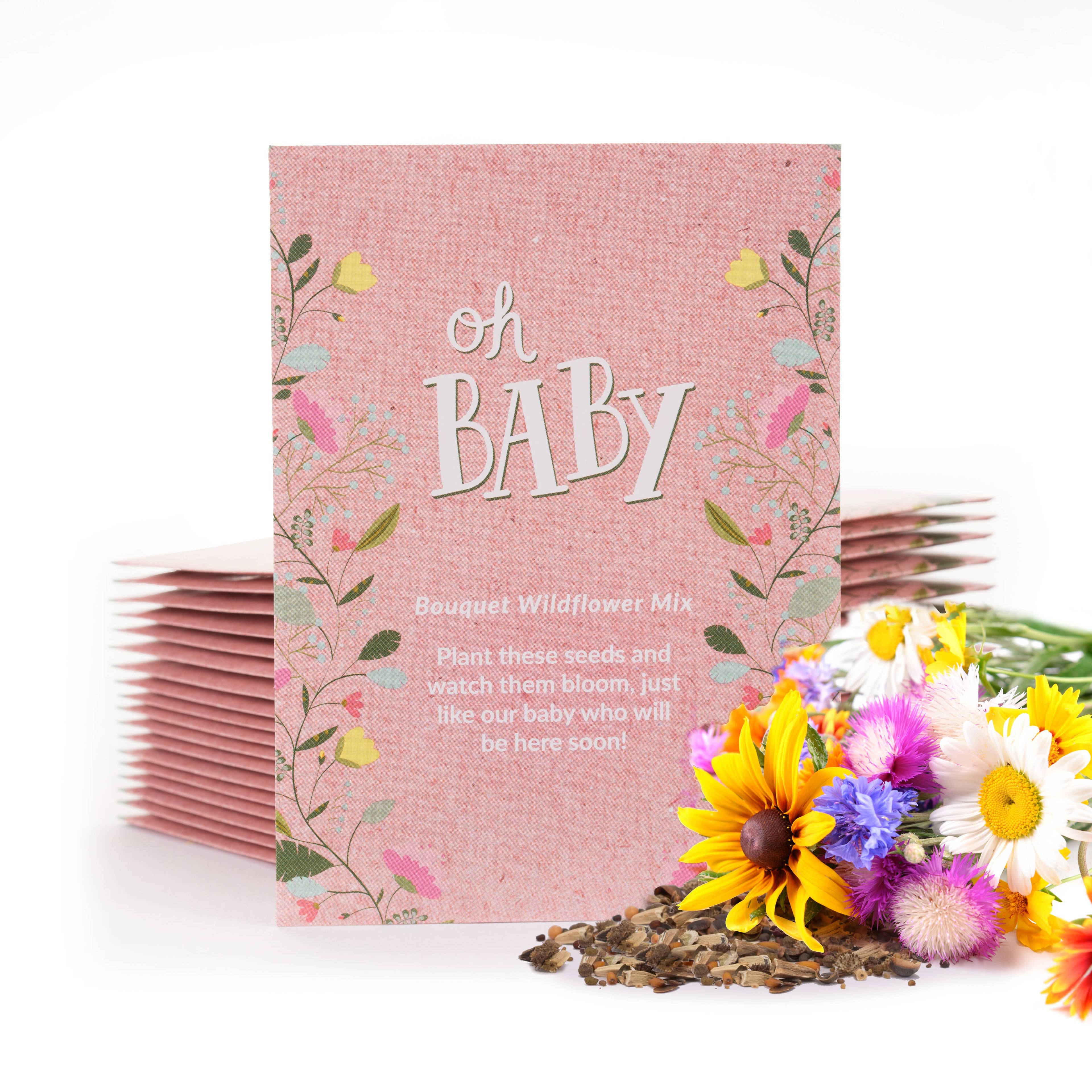 Oh Baby Baby Shower Pink - Bouquet Wildflower Seed Packet
