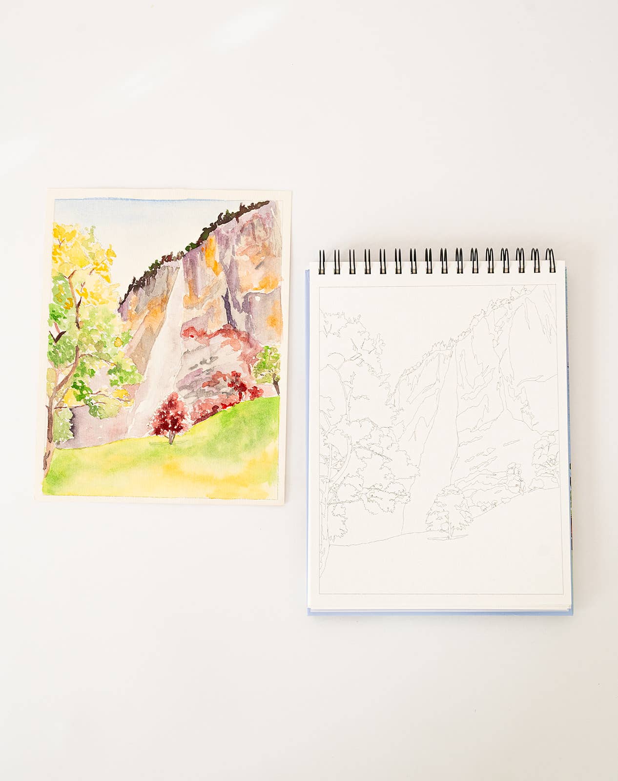 Landscape Watercoloring Book-21Outlines with Video Tutorials