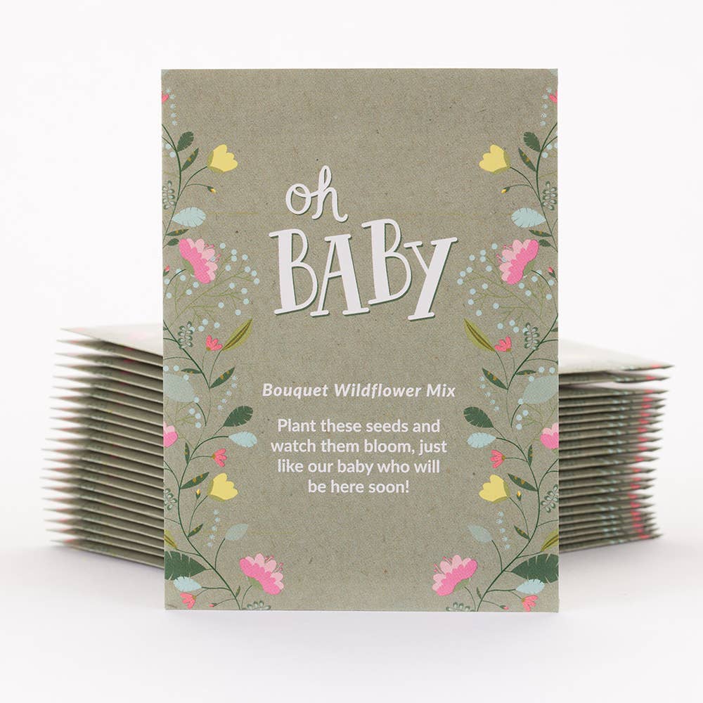 Oh Baby Baby Shower Sage Green - Bouquet Wildflower Seed
