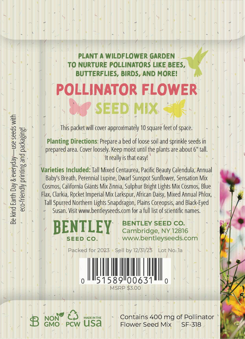 Make Everyday Earth Day - Pollinator Flower Mix Seed Packets