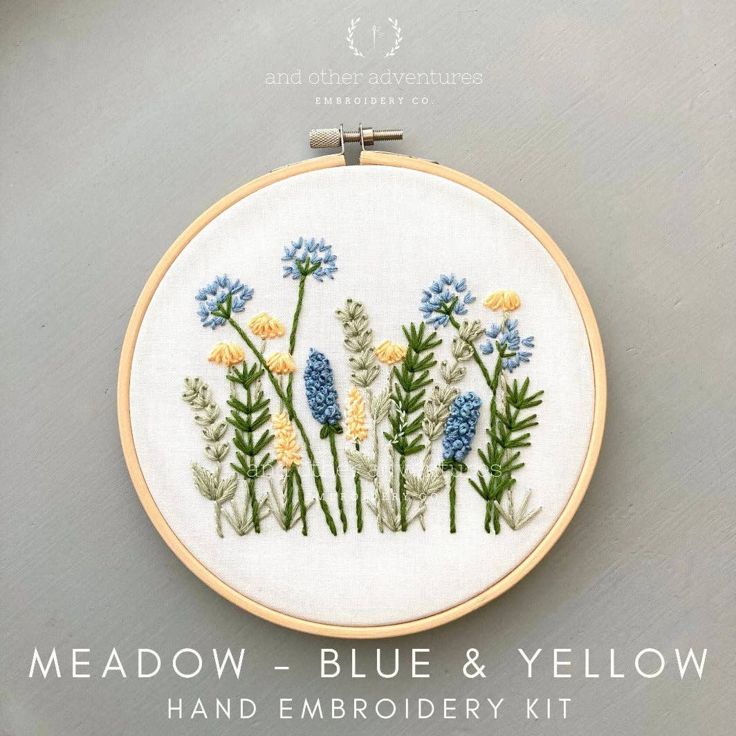 Beginner Embroidery Kit - Meadow in Blue &amp; Yellow