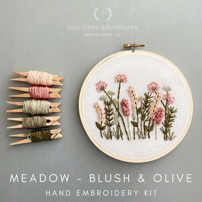 Hand Embroidery Kit - Meadow in Blush &amp; Olive