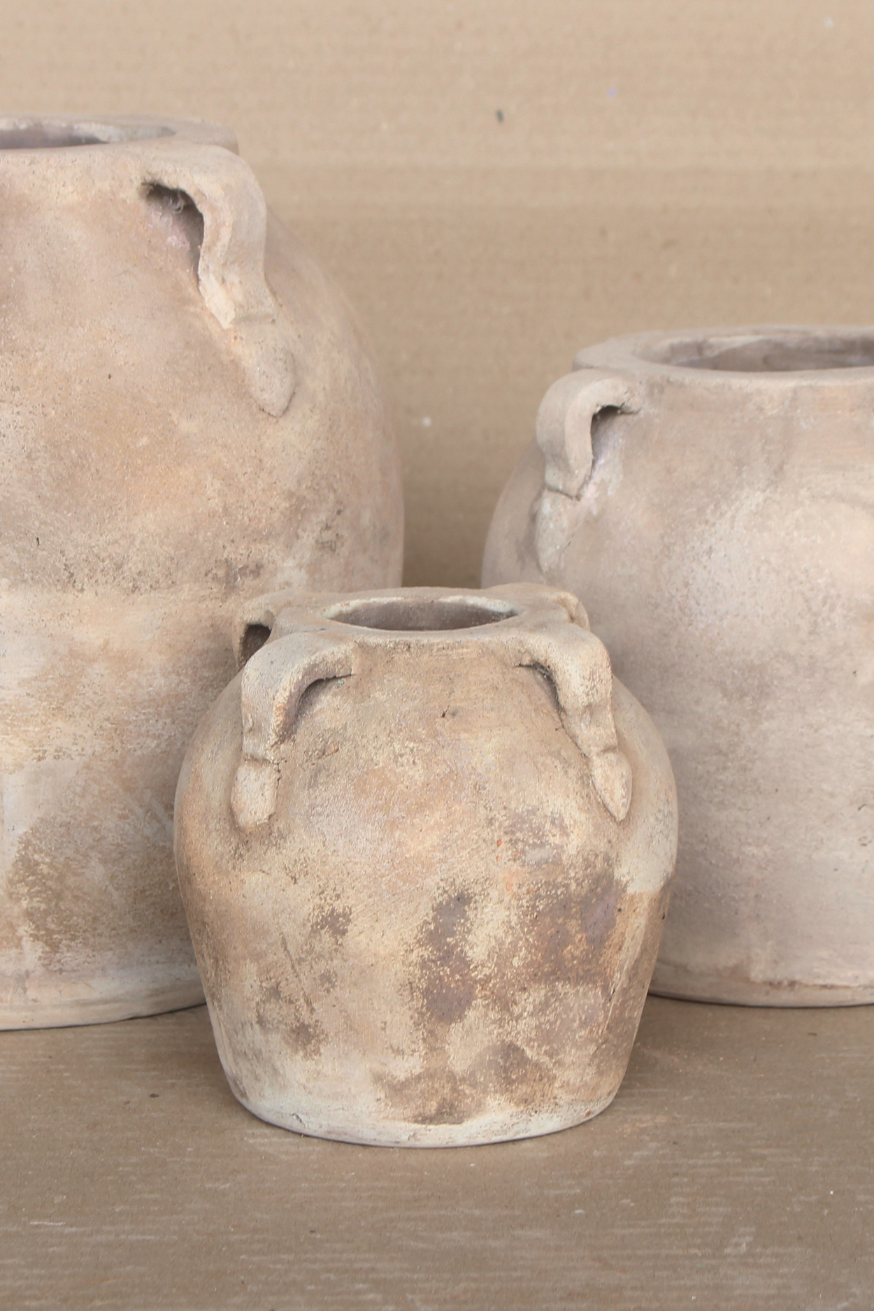 Blanc Beige Wash Vase With Handles Small