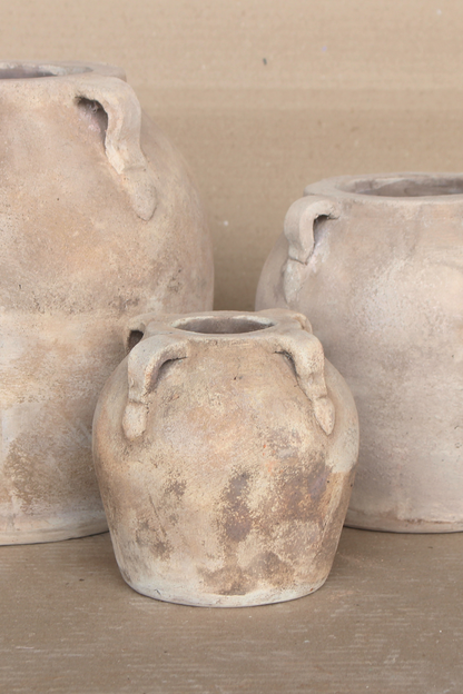 Blanc Beige Wash Vase With Handles Small