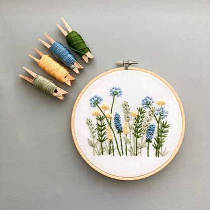 Beginner Embroidery Kit - Meadow in Blue &amp; Yellow