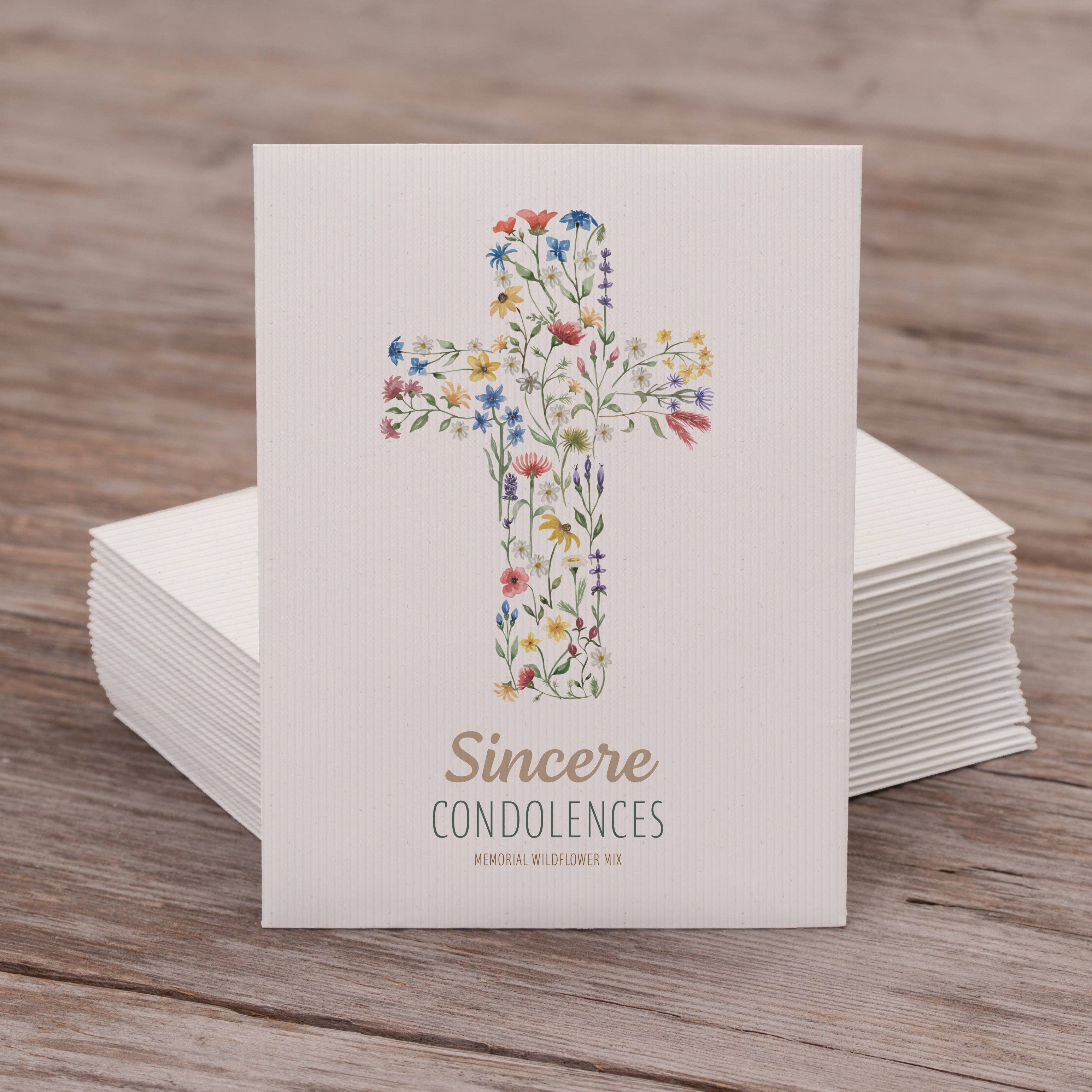 Sincere Condolences Religious Flower Cross - Wildflower Mix Seed