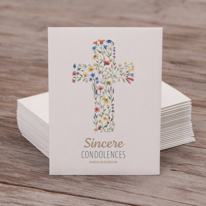 Sincere Condolences Religious Flower Cross - Wildflower Mix Seed