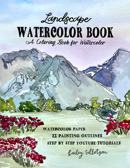 Landscape Watercoloring Book-21Outlines with Video Tutorials