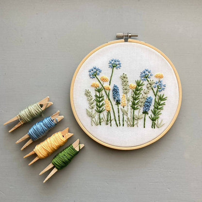 Beginner Embroidery Kit - Meadow in Blue &amp; Yellow