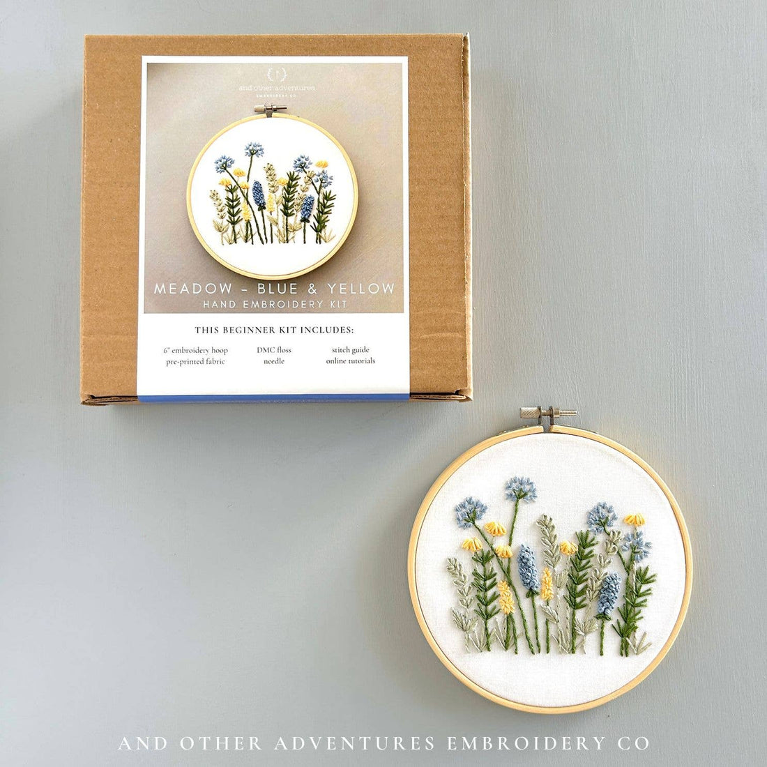 Beginner Embroidery Kit - Meadow in Blue &amp; Yellow