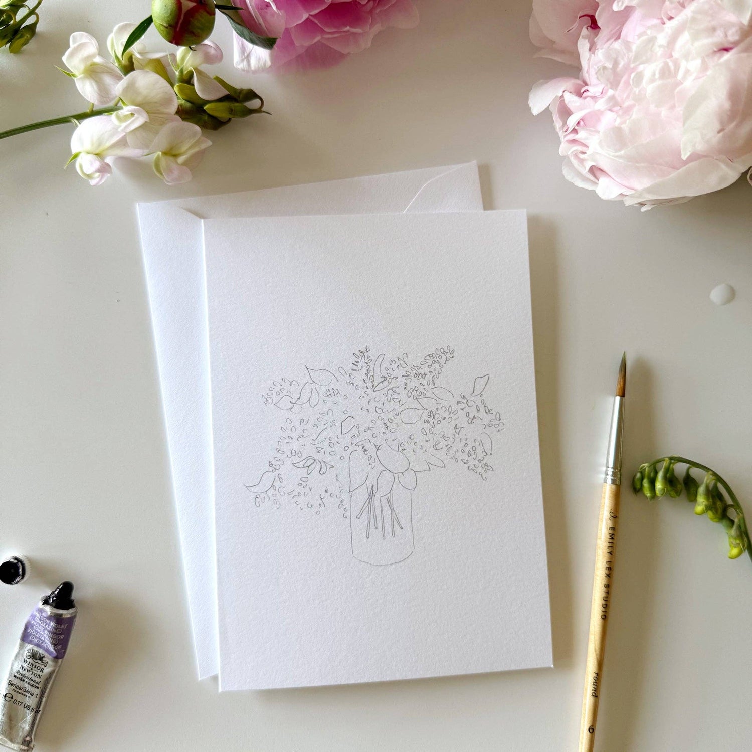Bouquets paintable notecards