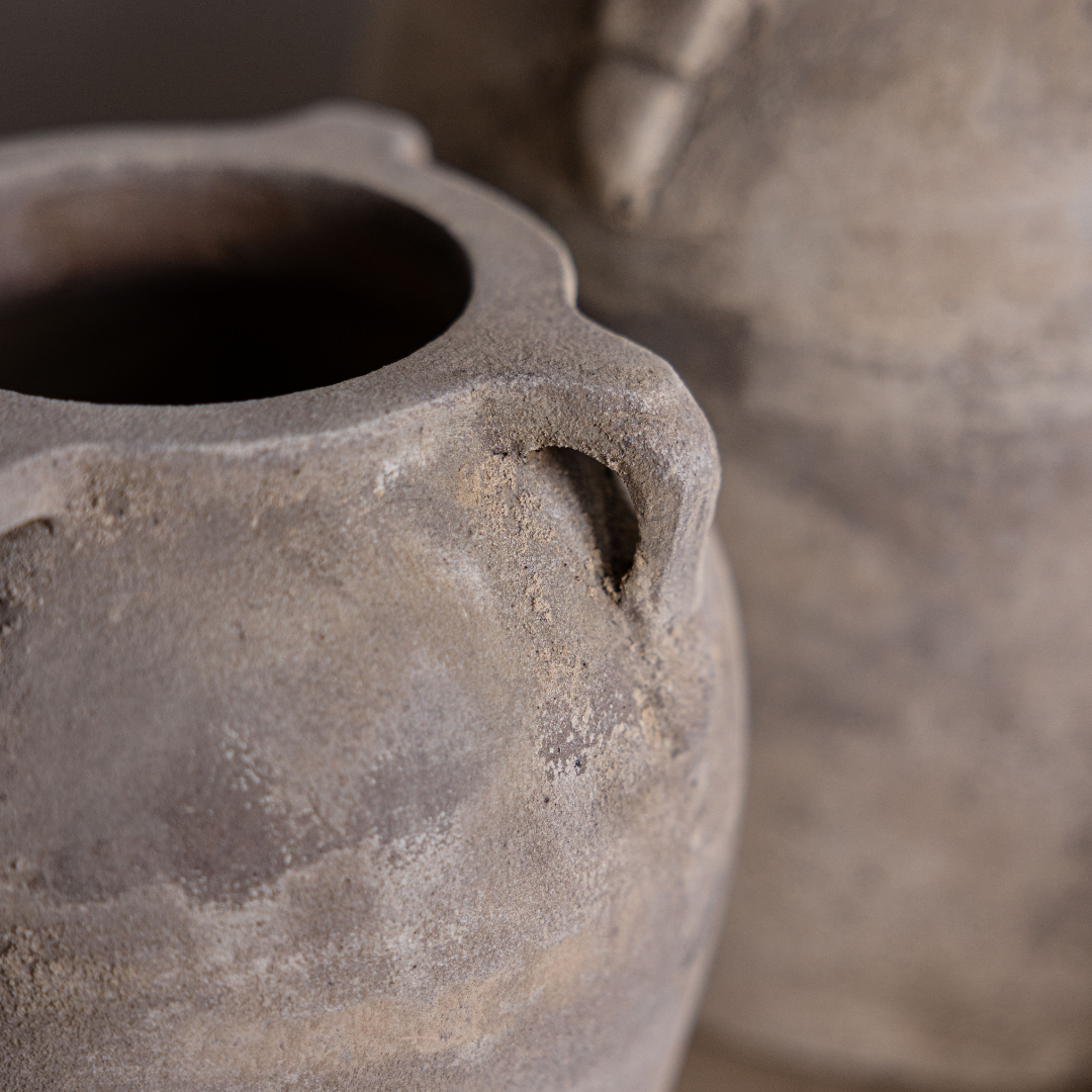Blanc Beige Wash Vase With Handles Small