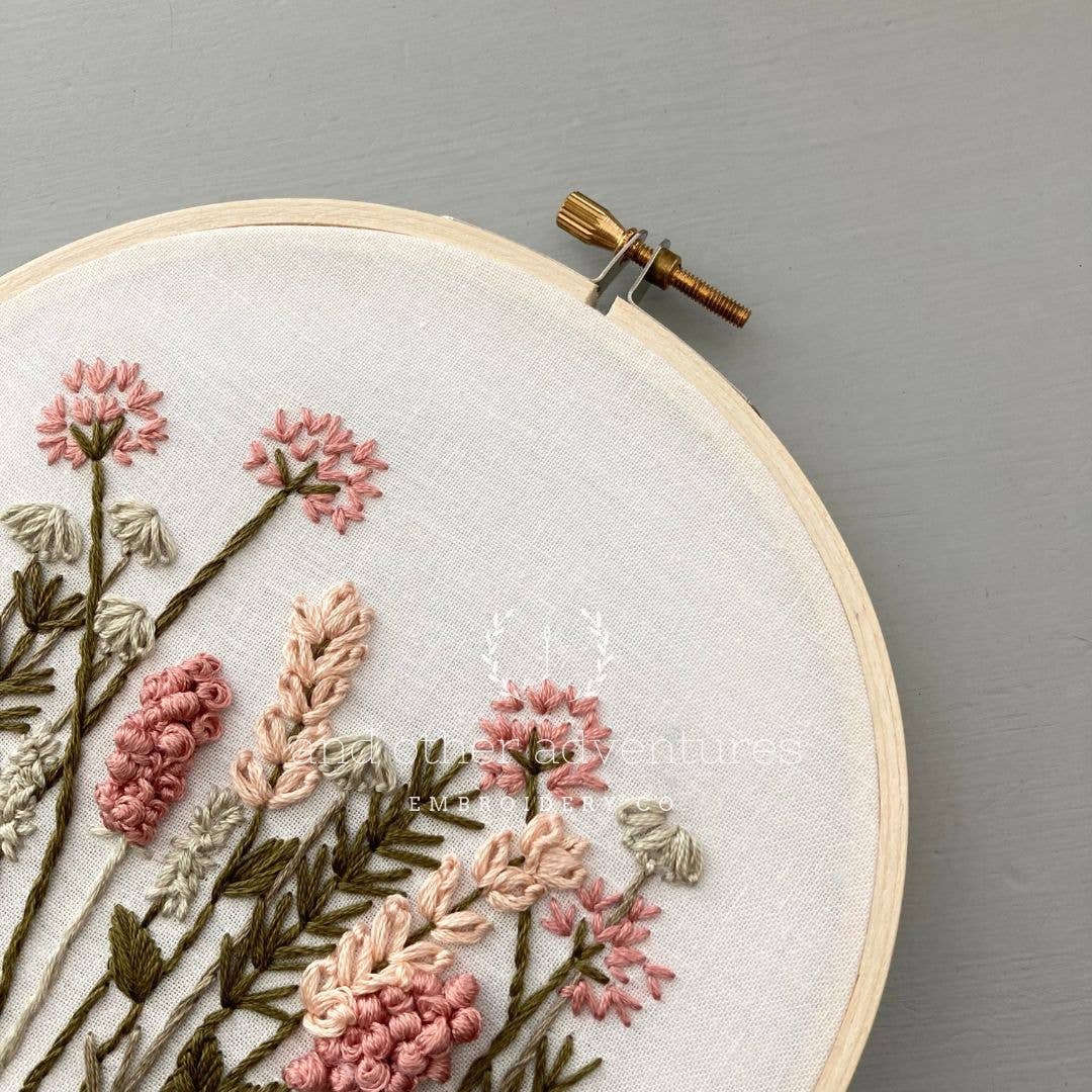 Hand Embroidery Kit - Meadow in Blush &amp; Olive