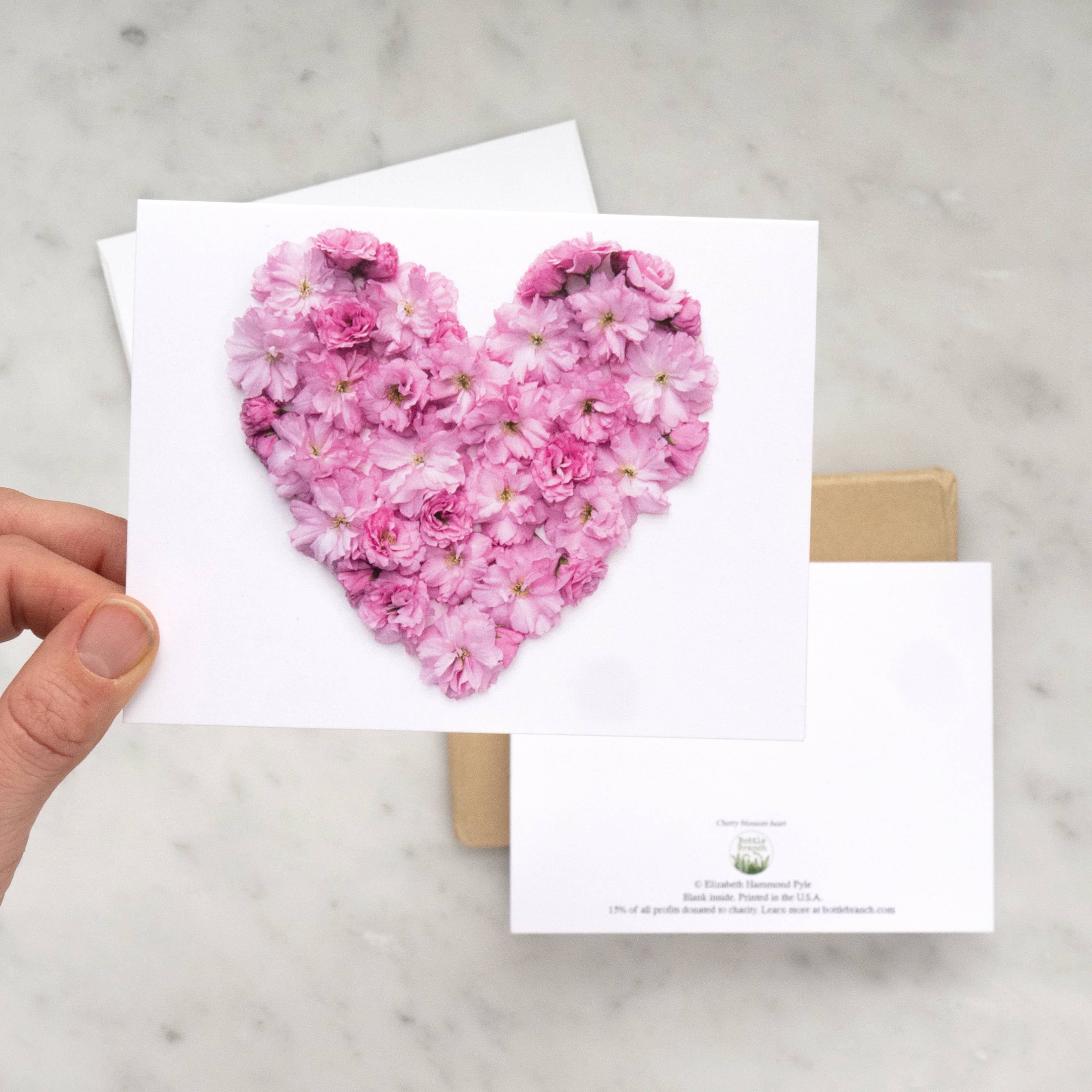 Cherry Blossom Heart Greeting Card – A2 Blank Card