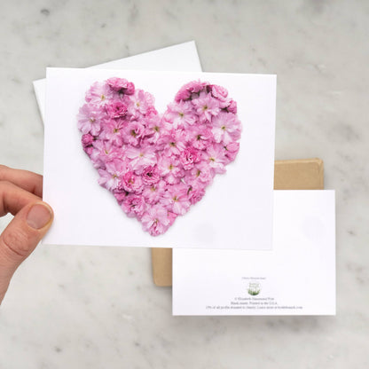 Cherry Blossom Heart Greeting Card – A2 Blank Card