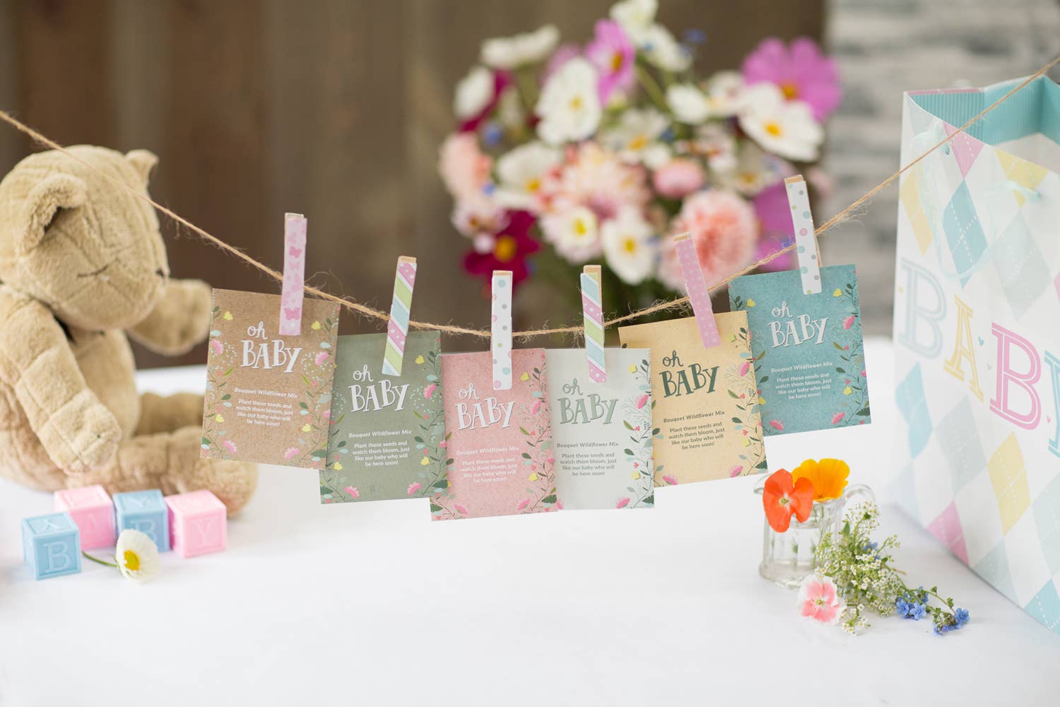 Oh Baby Baby Shower Pink - Bouquet Wildflower Seed Packet