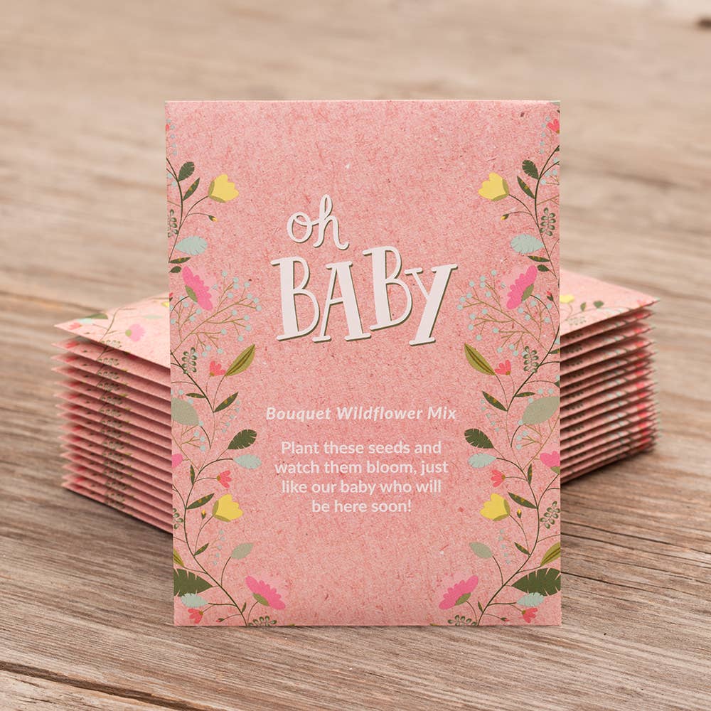Oh Baby Baby Shower Pink - Bouquet Wildflower Seed Packet