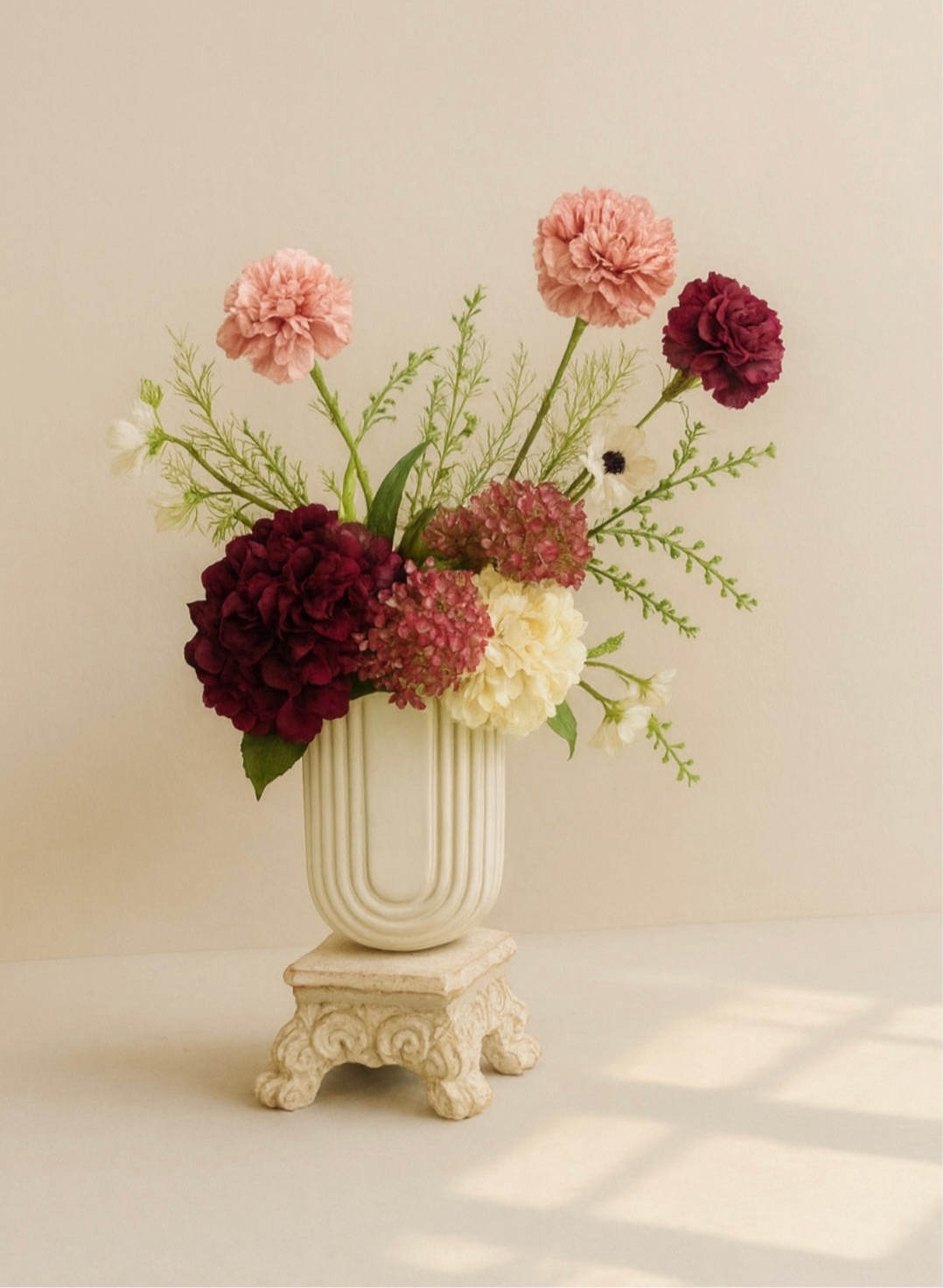 Carnations, Cosmos &amp; Hydrangea Silk Arrangement