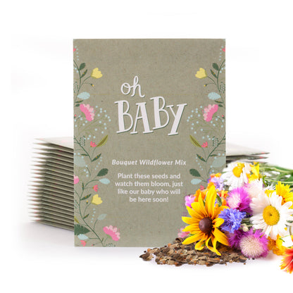 Oh Baby Baby Shower Sage Green - Bouquet Wildflower Seed