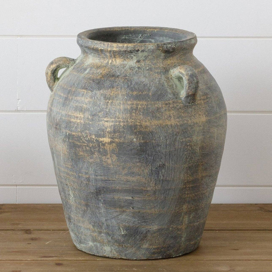 Terracotta Vase Distressed Black with Gold (PC)