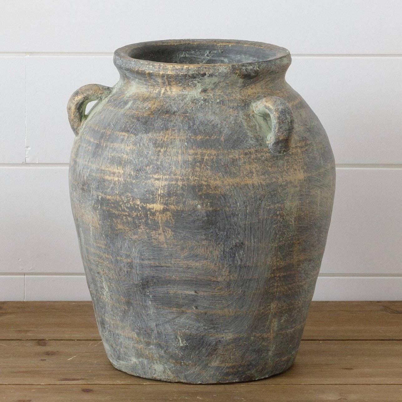 Terracotta Vase Distressed Black with Gold (PC)