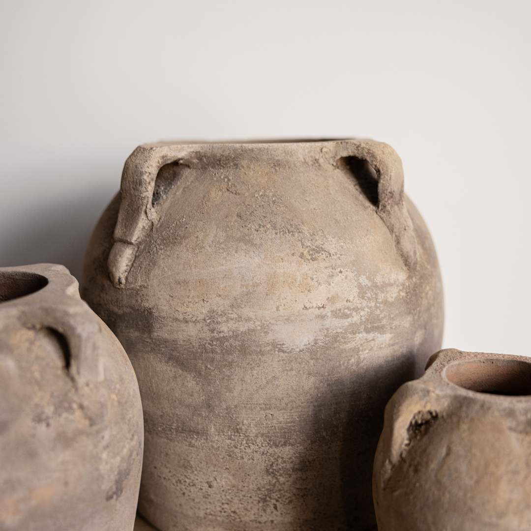 Blanc Beige Wash Vase With Handles Small