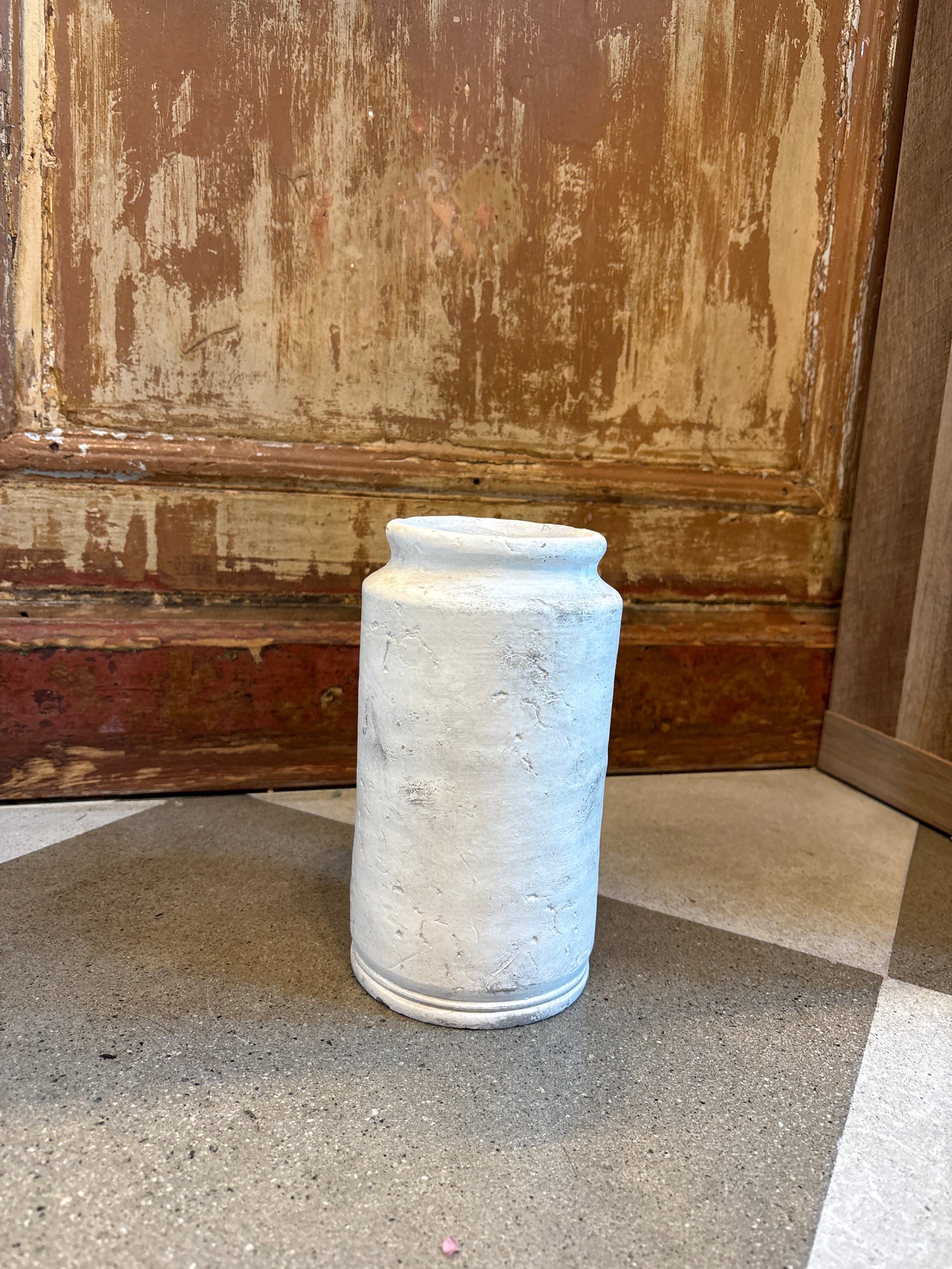 Round Cement Pot Beige/Light Grey