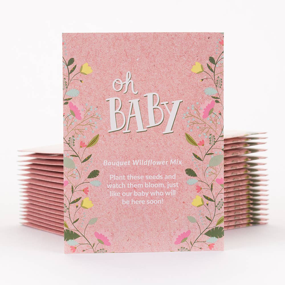 Oh Baby Baby Shower Pink - Bouquet Wildflower Seed Packet