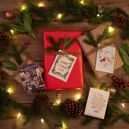 Merry Christmas Wreath of Birds Gift Tag - Bird &amp; Butterfly Wildflower