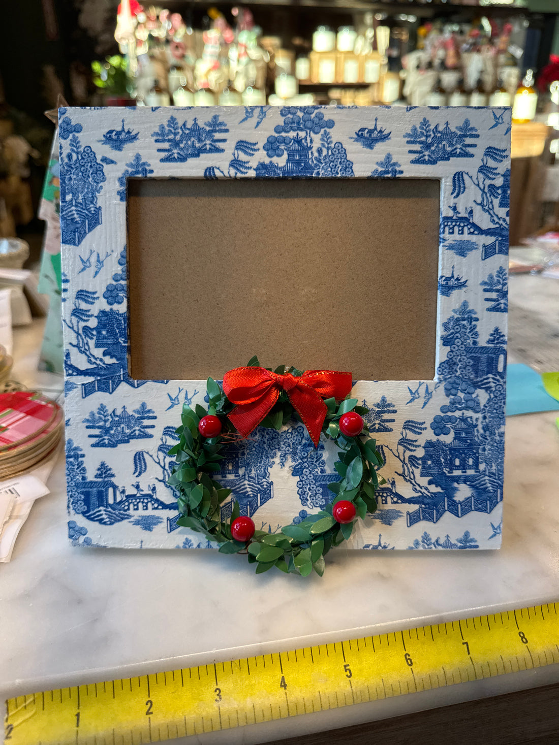 Blue Willow inspired Christmas frame