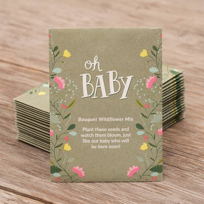 Oh Baby Baby Shower Sage Green - Bouquet Wildflower Seed