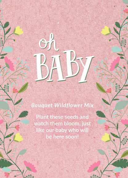 Oh Baby Baby Shower Pink - Bouquet Wildflower Seed Packet