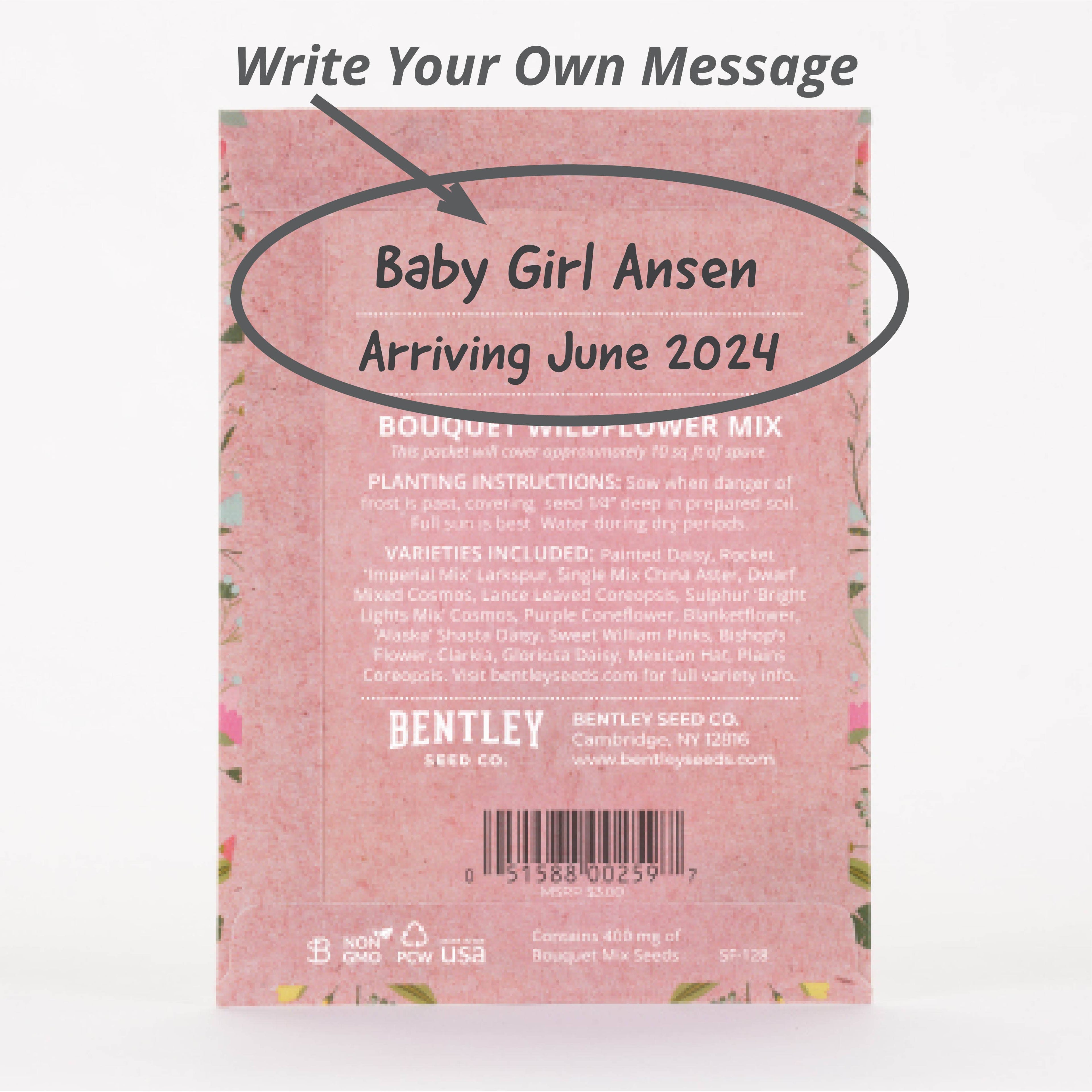 Oh Baby Baby Shower Pink - Bouquet Wildflower Seed Packet