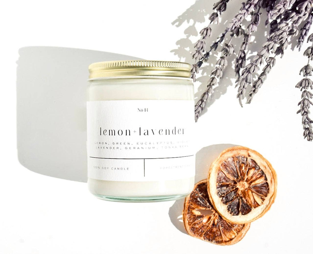Lemon + Lavender 9 oz Glass Candle - Sold as Case of 6