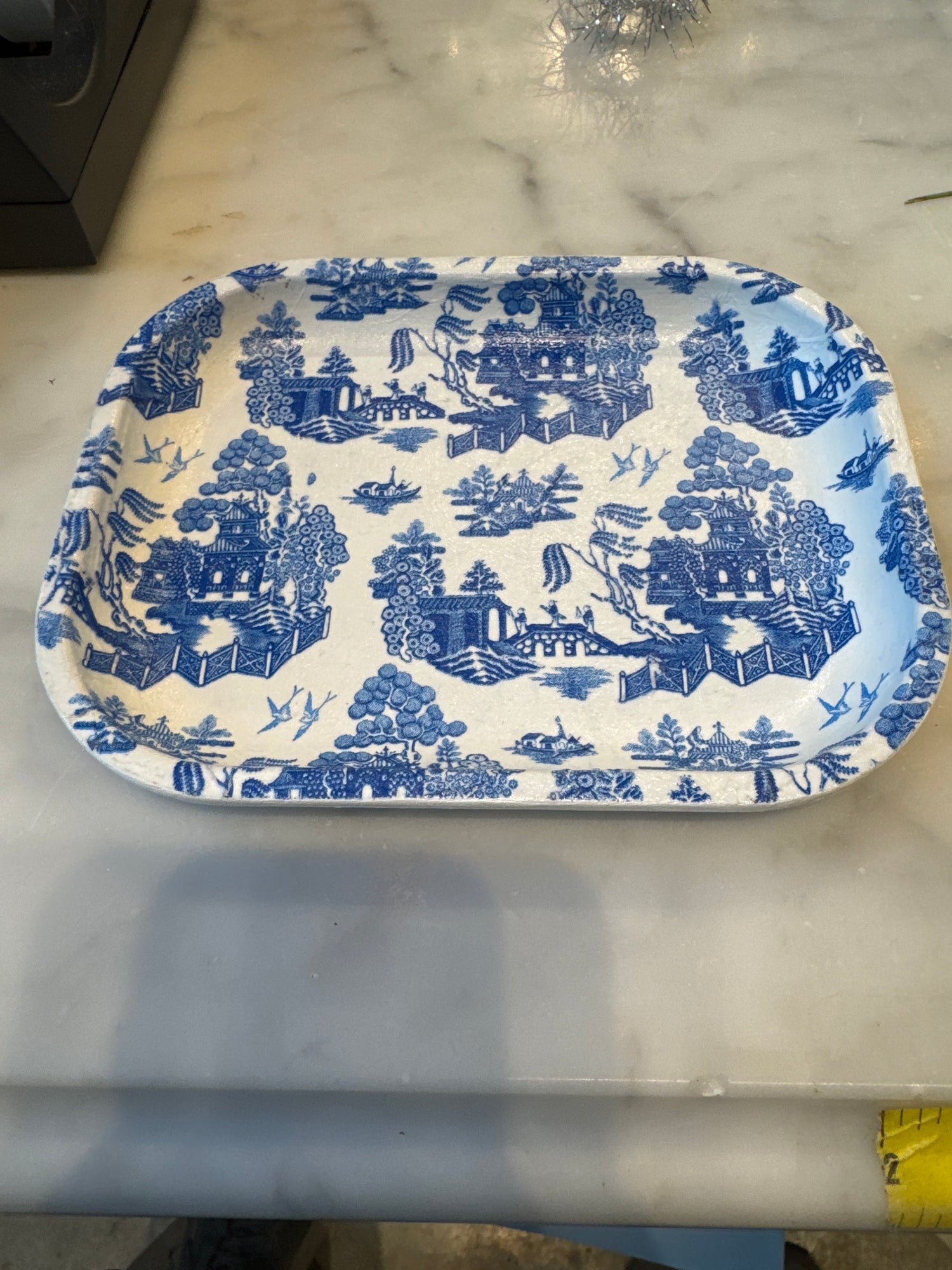 Blue Willow inspired tray