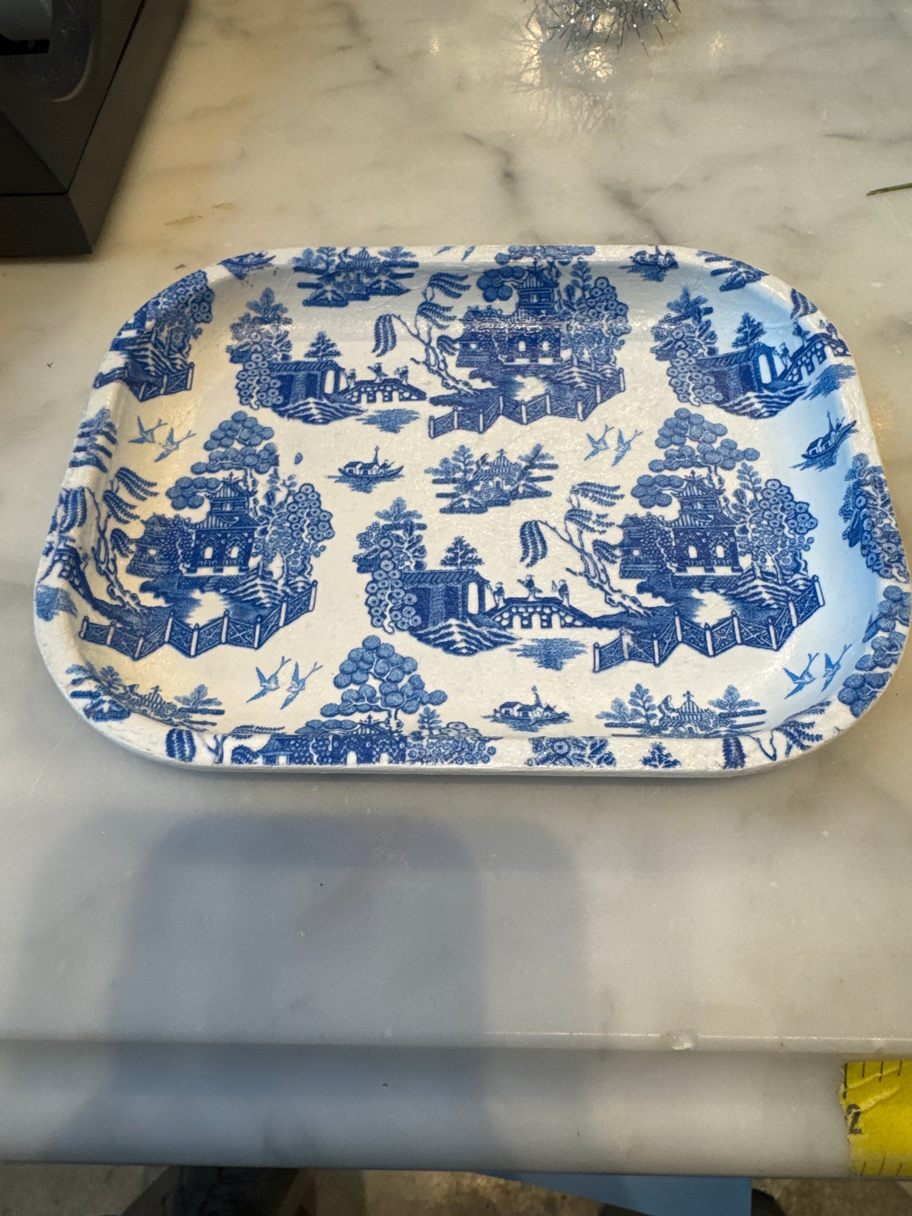 Blue Willow inspired tray