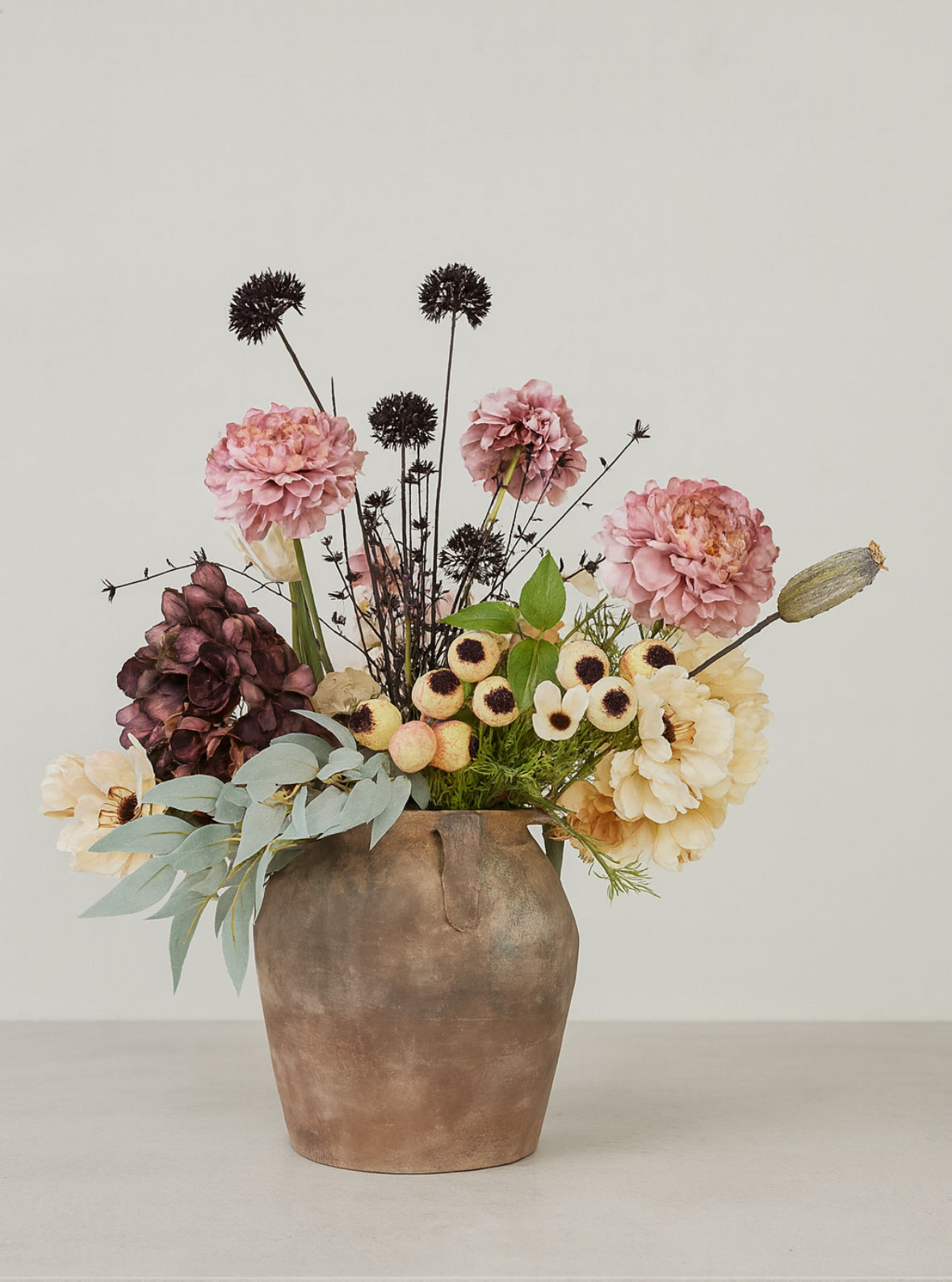 Carnation &amp; Hydrangea Silk Arrangement