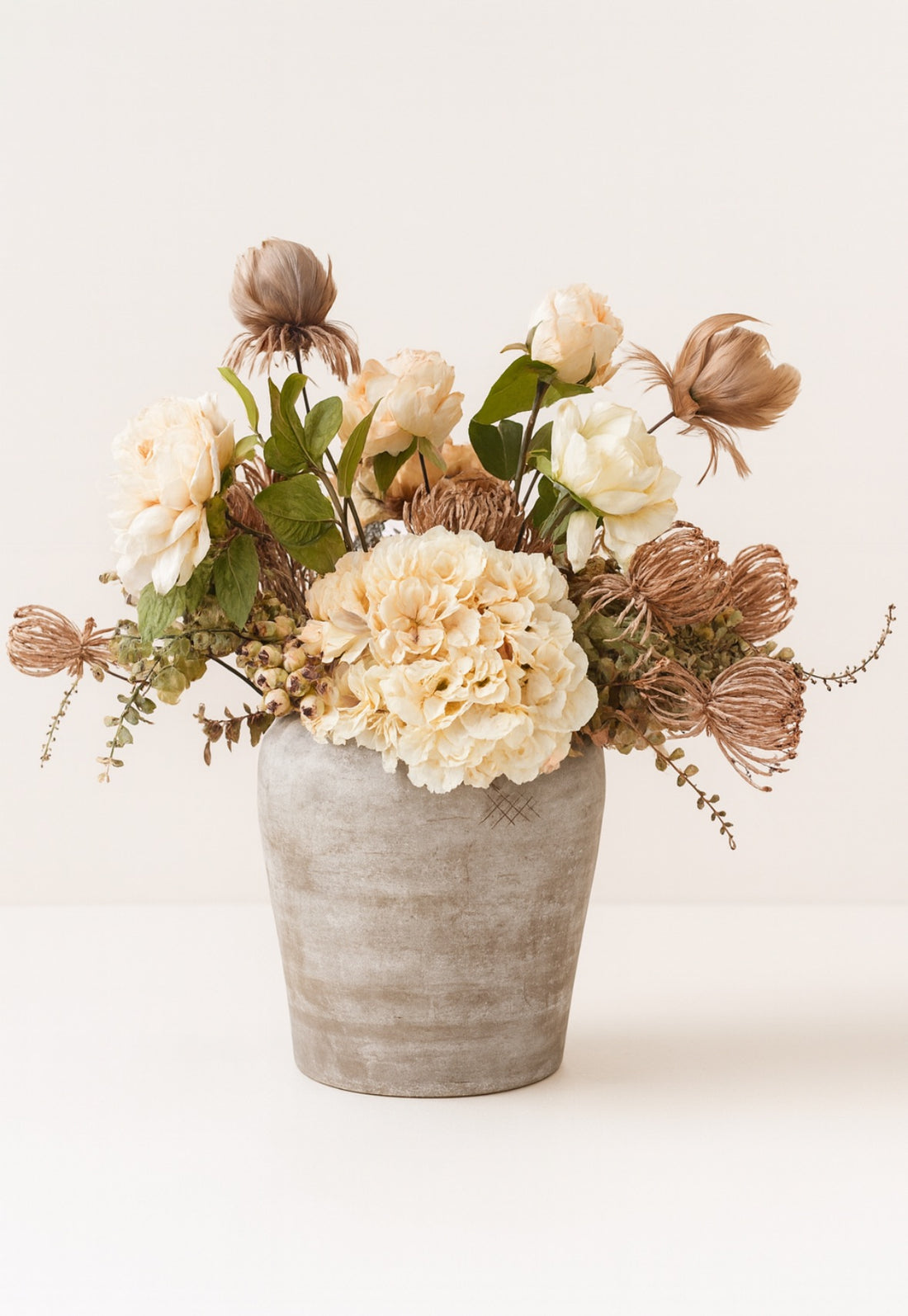 Protea &amp; Feathers Silk Arrangement