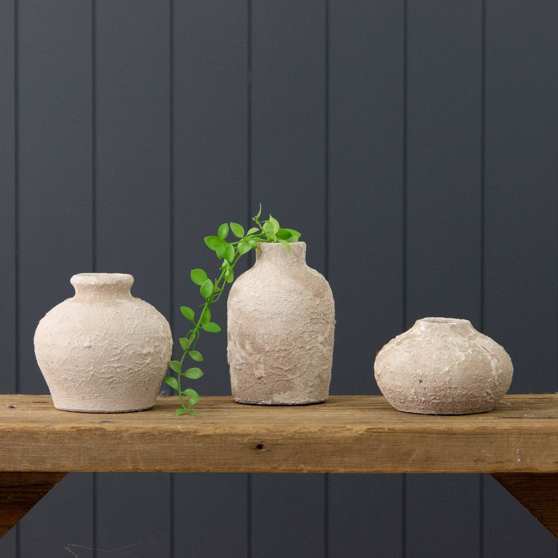 Rustic Textured Bud Vase Set