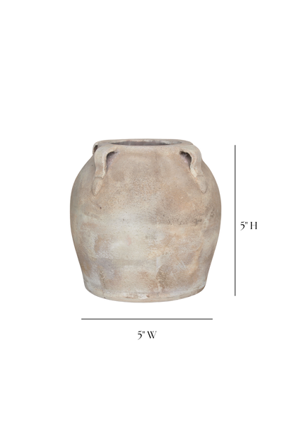 Blanc Beige Wash Vase With Handles Small