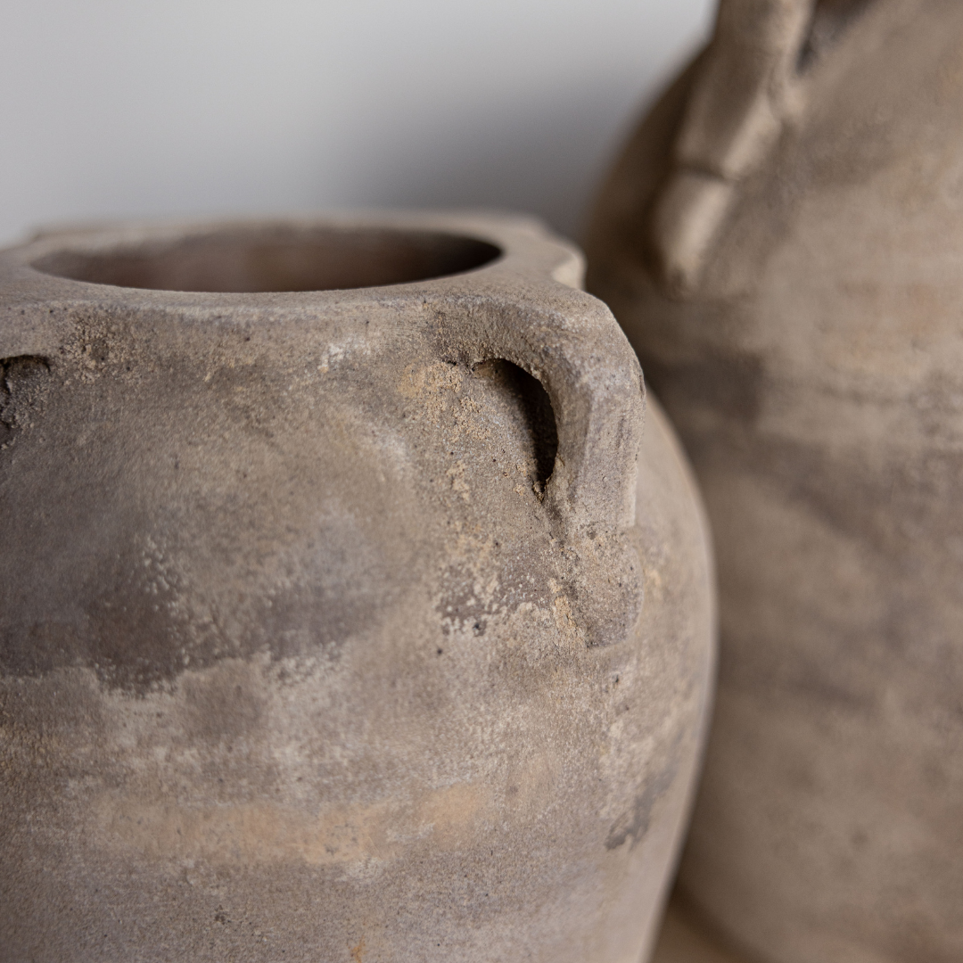 Blanc Beige Wash Vase With Handles Small