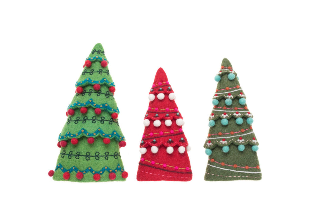 Sugar Plum Tree Set - Traditional Colors Set of 3